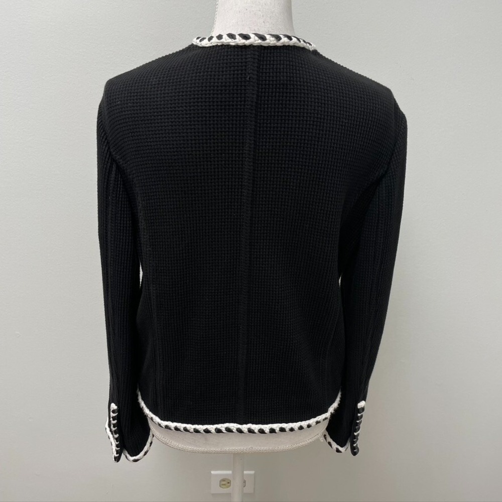 Chanel Waffle Knit Jacket Womens 40 8 Black Button Old Money Luxury Designer - Picture 7 of 16